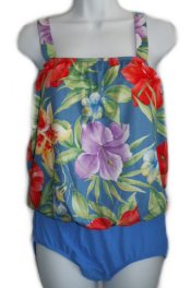 IT FIGURES! Blue Tummy Thinner Tankini - Size 12