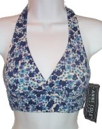 ANNE COLE LOCKER Blue Floral Halter Top Bikini Top - XS