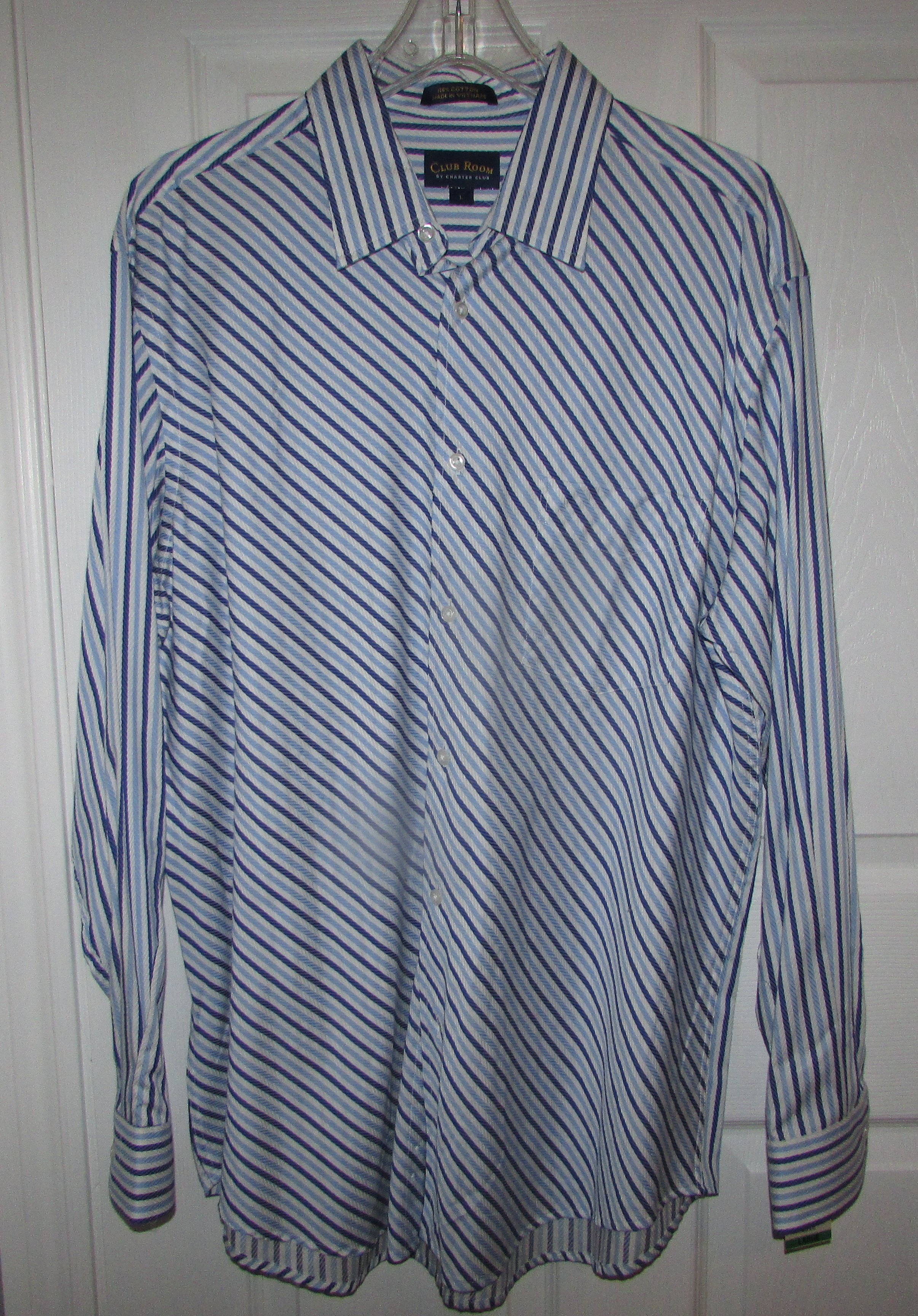 CHARTER CLUB CLUB ROOM Trendy Striped Shirt - Mens Large