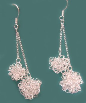 Sterling Silver 925 Dangle Silver Balls Earrings