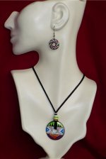 Handmade Alpaca Ceramic Pendant Necklace & Earring Set