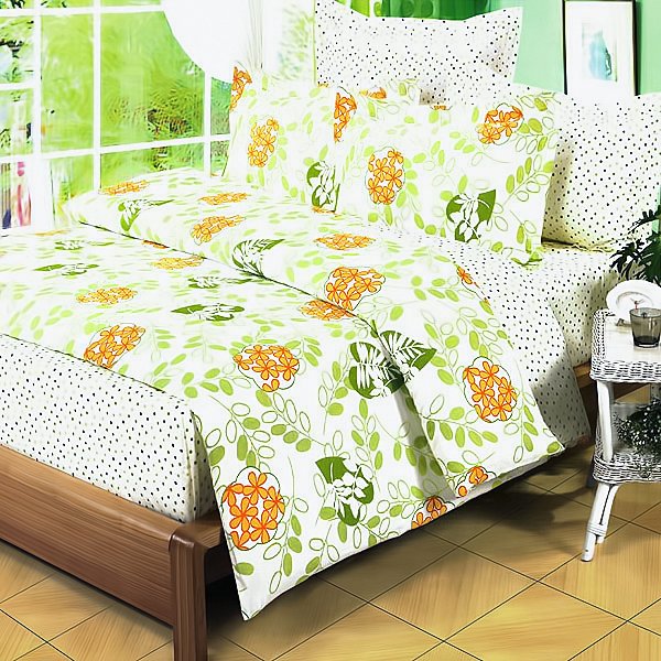 Bright Summer Leaves 100% Cotton Duvet Cover Set