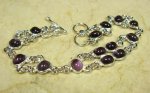 Silver & Purple Amethyst Oval Stones Link Bracelet
