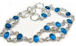 Silver & Blue Quartz Oval Stones Link Bracelet