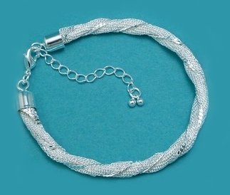 Sterling Silver 925 Solid Twisted Mesh Bracelet