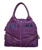 Purple Leather Gemstone Handbag